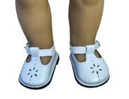 白い PU のプラスチック人形の靴によって穴を開けられる設計金属ボタン、18&quot;アメリカの女の子の人形の衣服および靴