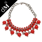 赤く絶妙な技能は玉を付けました女性（JNL0136）のための手作りされたネックレスに