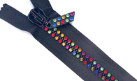 Bandbag 5# のプラスチック ダイヤモンドは色のラインストーンの歯を搭載する自動ロックをファスナーを絞める