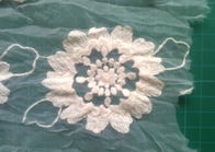 純粋な綿のオーガンザは友好的な花のレースの生地の衣服 Eco を刺繍しました