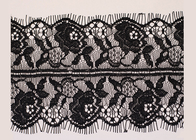 女性のための広い刺繍 OEM かぎ針編みブラック綿波アイラッシュ レース トリム