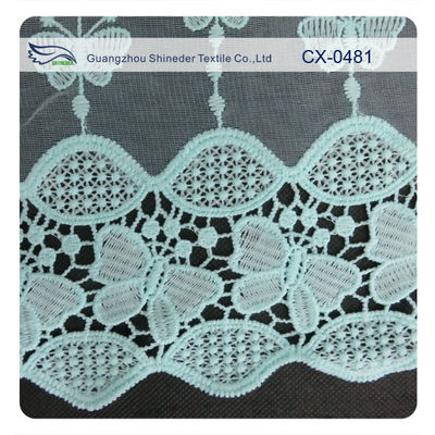 蝶オーガンザの刺繍のレースの生地、環境に優しい染まること/正常な染まること