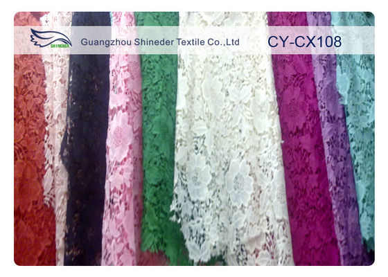 ナイロン 120cm の幅 CY-CX108 の綿によって刺繍されるレースの生地