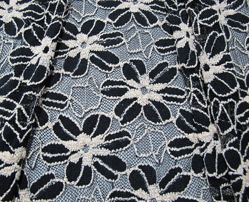 黒い/白女性のための Garment Sunflower Pattern CY-DK0008 伸縮性があるレースの生地を編みました
