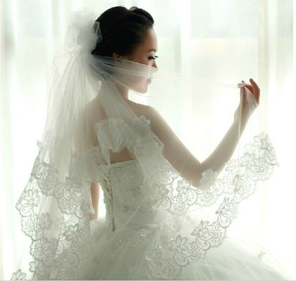 トリムのベールの花嫁の結婚式の付属品を、白い 80cm から 175cm ひもで締めて下さい