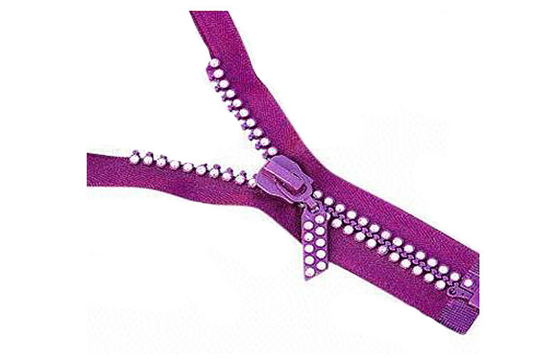 紫色のラインストーンのダイヤモンドはジャケットのための水晶スライダーそして歯をファスナーを絞める
